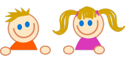 Vector graphic of boy and girl smiling