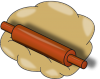 Vector graphic of a rolling pin on dough