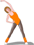 Vector graphic of woman in an orange leotard stretching