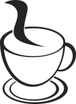 Vector graphic of a steaming cup of tea on a saucer