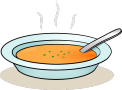 Vector graphic of a bowl of orange coloured soup