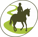 Vector graphic of a person riding a horse down a track