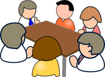 Vector graphic of a meeting being conducted around a table