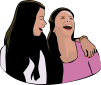 Vector graphic of two girls hanging out and laughing