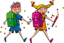 Vector graphic of boy and girl walking to school