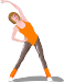 Vector graphic of young woman, wearing an orange leotard, exercising