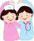 Cartoon depicting children dressed as a nurse and a doctor