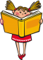 Cartoon of a girl reading a book