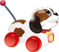 Vector graphic of puppy dog toy on wheels