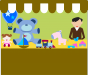 Vector graphic of a stall selling toys