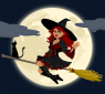 Vector graphic of a witch on a broomstick