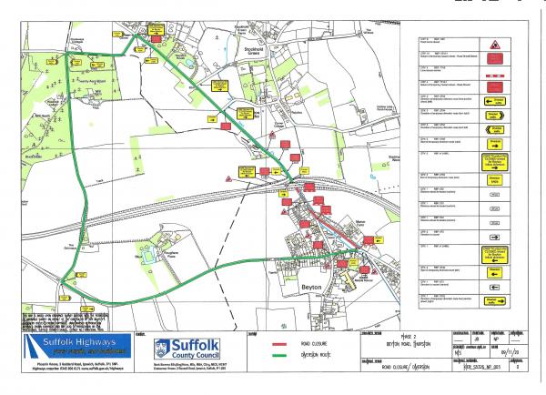 Beyton Road closure diversion